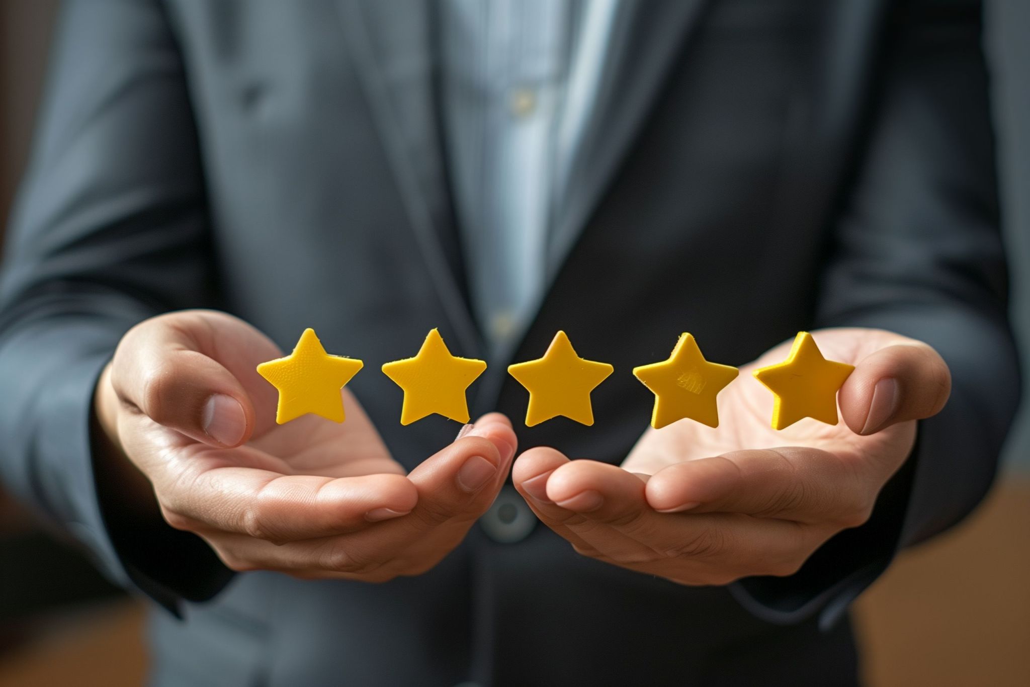 five-star rating scales, symbolizing top-notch quality and custo