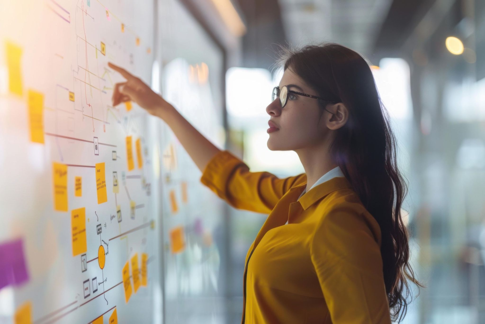 oung-asian-woman-brainstorming-whiteboard-yellow-sticky-notes-business-strategy-teamwork