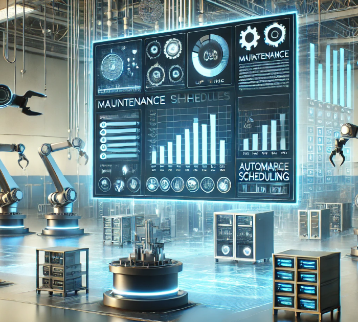 machine robot arms pointing at a screen with performance indicators